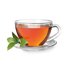 Glass cup of hot aromatic tea on white background