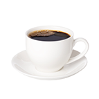 Black coffee in cup isolated on white background.