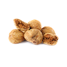 Pile of tasty dried figs on white background