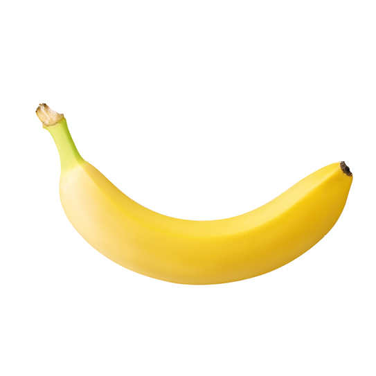 one ripe banana isolated on white background with clipping path