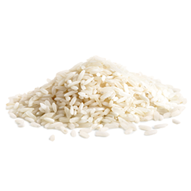Pile of long grain white rice isolated on white.