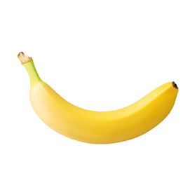 one ripe banana isolated on white background with clipping path