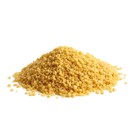 Heap of dry couscous isolated on white.