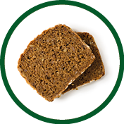 Bread whole grain two slices stacked over one another isolated on white background, top view, closeup