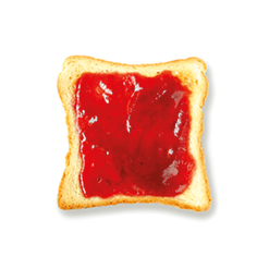 Toast with cranberry jam isolated on a white background. Top view.