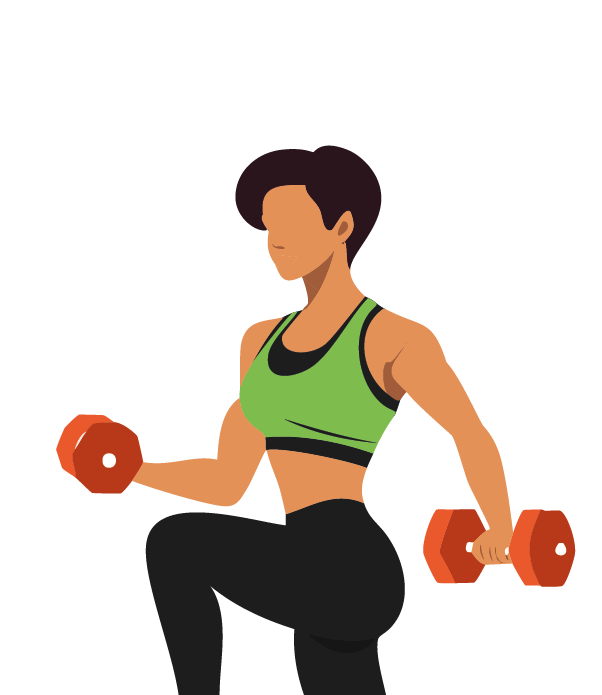 Female athlete lifting dumbells