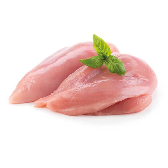 Raw chicken fillets close up isolated on white
