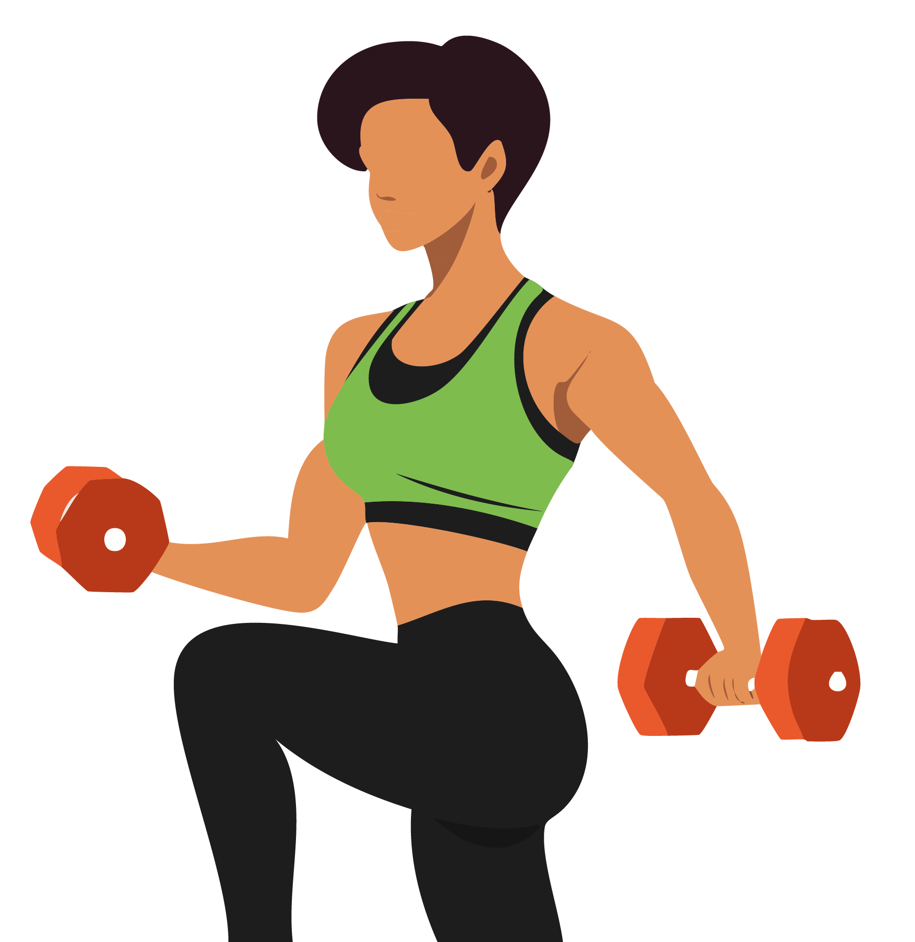 Female athlete lifting dumbells