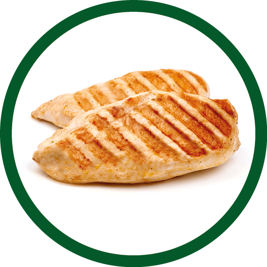 Grilled chicken breast, isolated on white background.