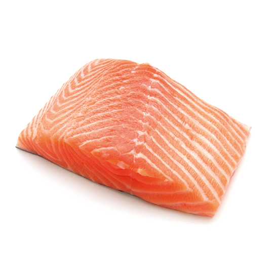 fresh salmon steak on white background