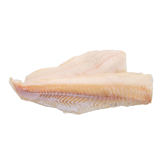 Top view of cod fillet isolated on white
