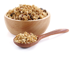 granola close up isolated on white background. 