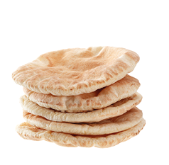 Stack of pita bread isolated on white background