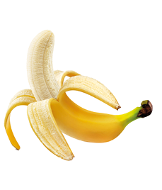 One open peeled banana isolated on white background with clipping path