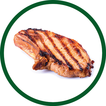 grilled pork chop on white background. isolated, studio lights, close-up