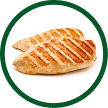 Grilled chicken breast, isolated on white background.