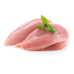 Raw chicken fillets close up isolated on white