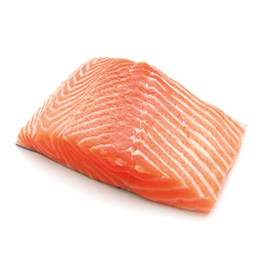 fresh salmon steak on white background