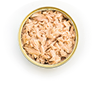 Canned tuna isolated, open tuna tin on a white background, Canned soy, Tuna packed in water