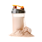 Bottle of protein shake on white background