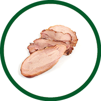 Slices of grilled turkey meat, isolated on white background