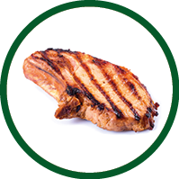 grilled pork chop on white background. isolated, studio lights, close-up