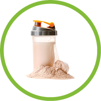 Bottle of protein shake on white background