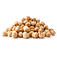 Pile of dry chickpeas close-up on a white background. Isolated