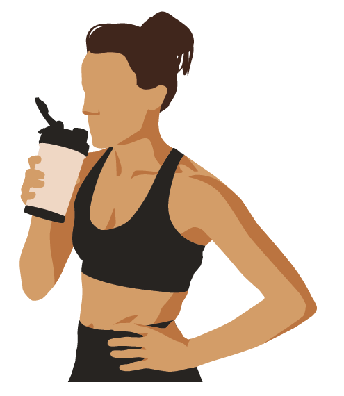 Female athlete drinking protein shake