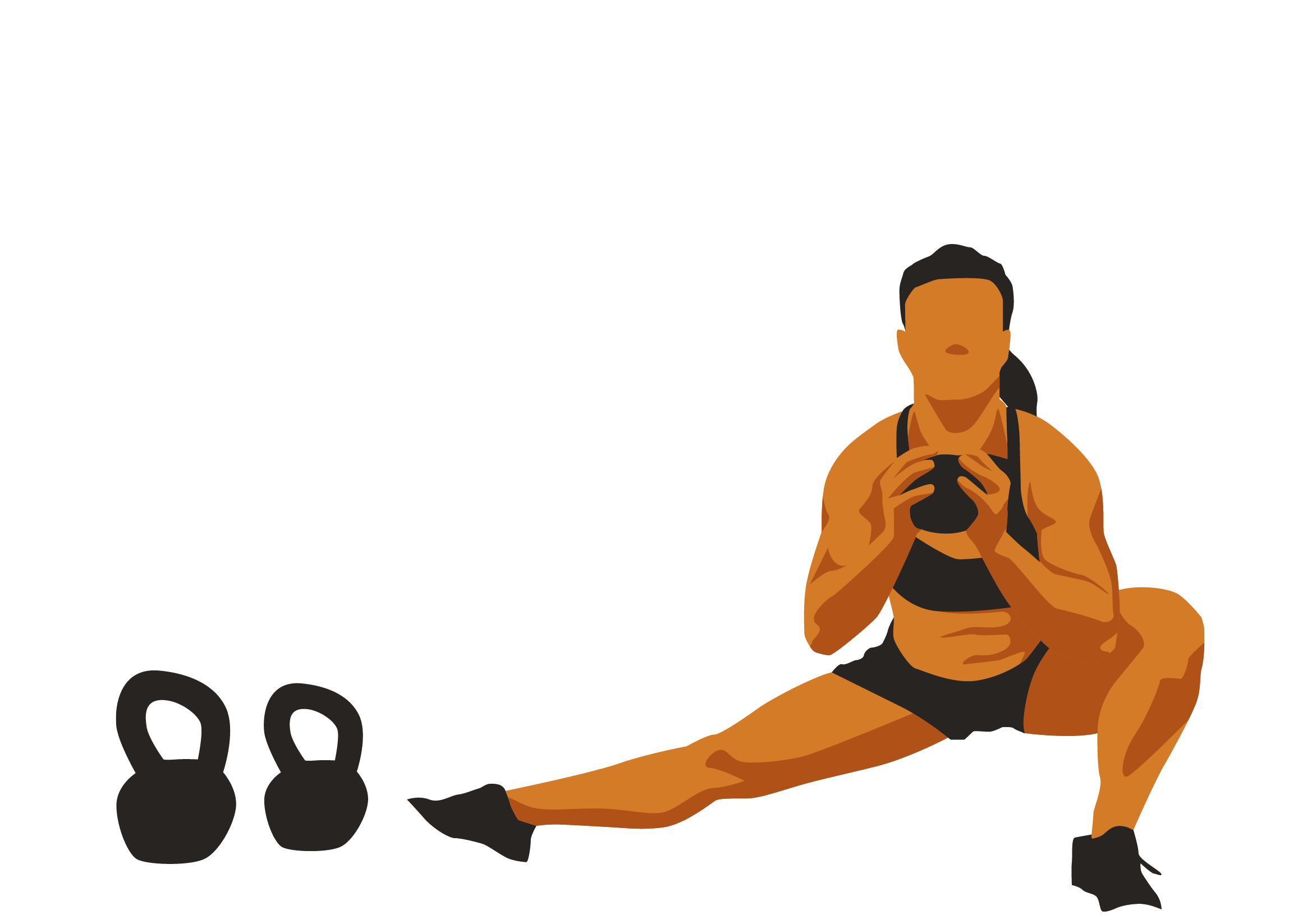 Female athlete lifting kettlebells