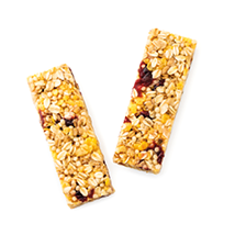 Two diet bars on a white background. The view of the top.