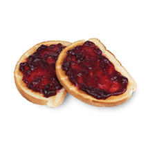 Slices of toast with raspberry jam jelly isolated on white with clipping path