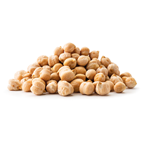Pile of dry chickpeas close-up on a white background. Isolated