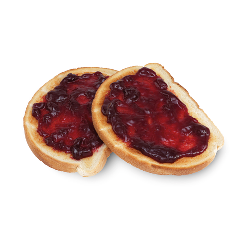 Slices of toast with raspberry jam jelly isolated on white with clipping path