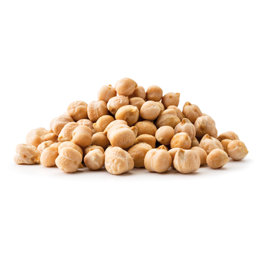 Pile of dry chickpeas close-up on a white background. Isolated