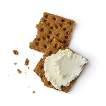 Rye bread with cottage cheese isolated on white background.