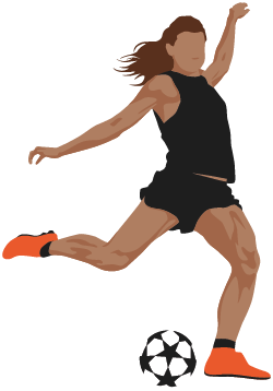 Female soccer player kicking the ball