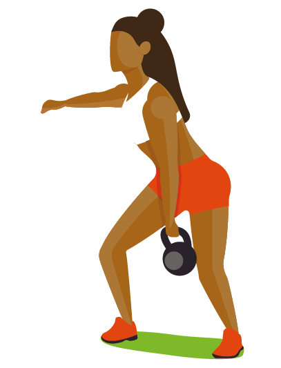 Female athlete lifting kettle bell